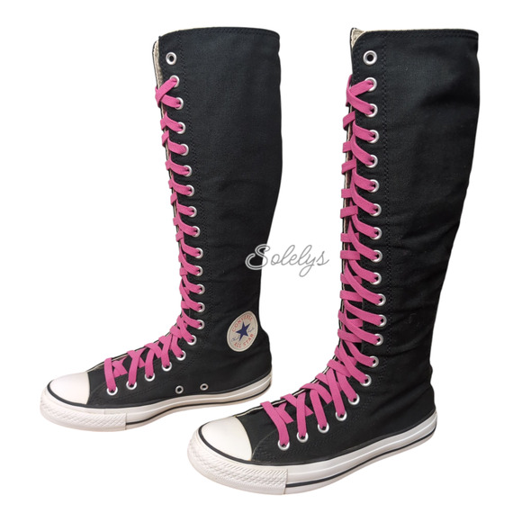 Converse All Star 2011 XXHI Zipper Knee High Y2K Zip Black Pink Sneaker Boot 7.5 - Picture 4 of 14